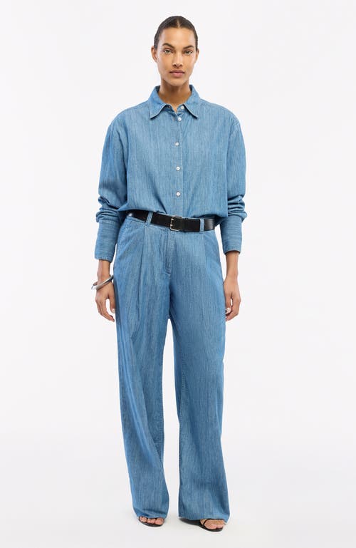 Another Tomorrow Chambray Shirt In Medium Blue