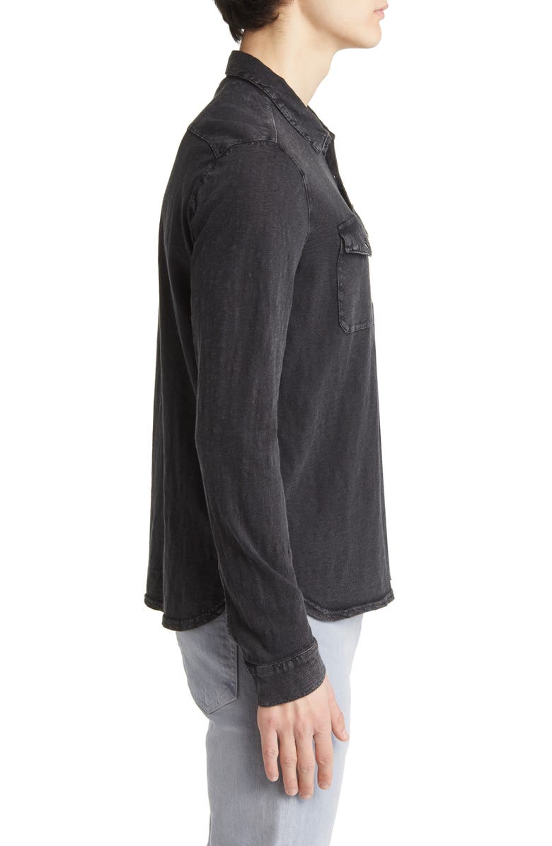 John Varvatos Arvon Cotton Snap-Up Western Shirt, Alternate, color, Mineral Blk