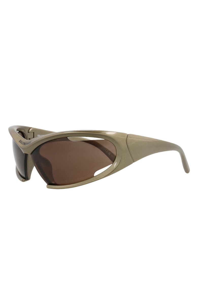 Balenciaga 78mm Geometric Sunglasses, Alternate, color, Green Green Brown