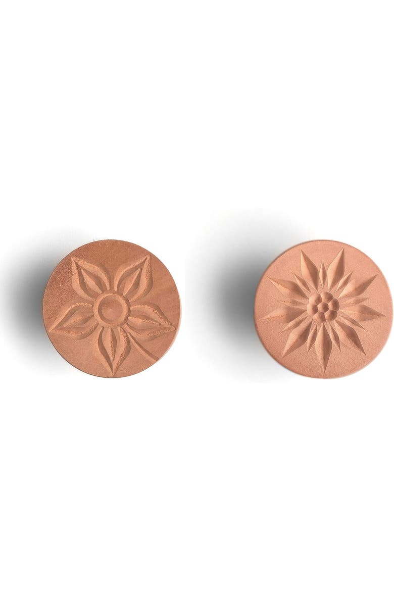 Corzetto Dual Stamp, Made in Italy, Flower and Double Star, Alternate, color, Tan