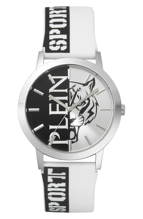 Three-Hand Quartz Silicone Strap Watch, 44mm