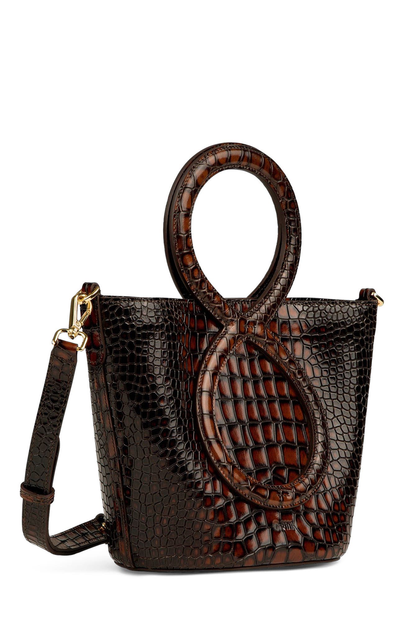 Infinity Bag - Burgundy and Brown Crocodile Embossed, Alternate, color, Burgundy and Brown