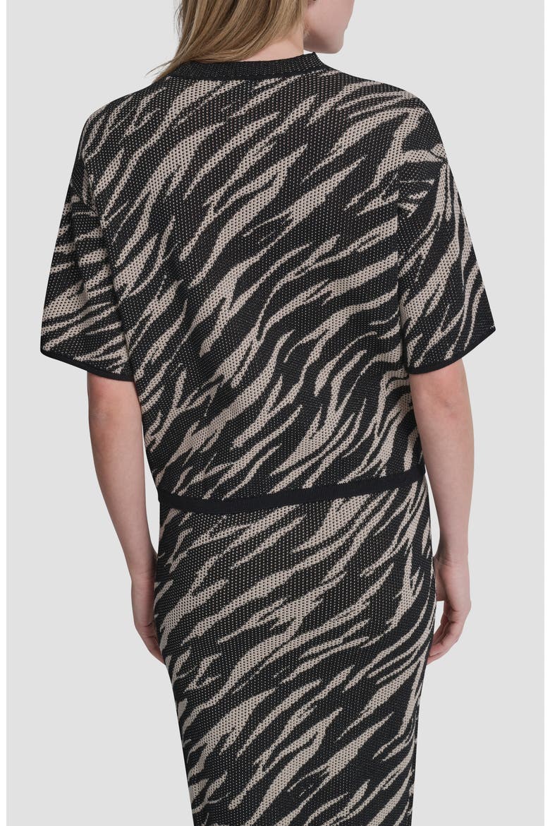 Animal Pattern Openwork Jacquard Short Sleeve Sweater, Alternate, color, CONCRETE ANIMAL