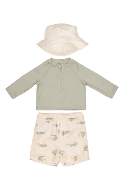 Two-Piece Rashguard Swimsuit & Bucket Hat Set (Baby)