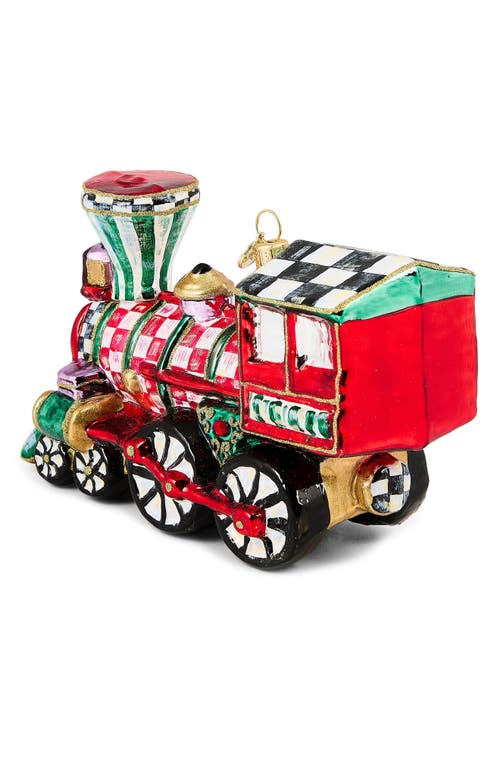 Mackenzie-childs Mackenzie Childs Check It Out Train Glass Ornament In Multi