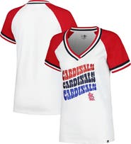 New Era Women's New Era White St. Louis Cardinals Jersey Double Binding Raglan V-Neck T-Shirt