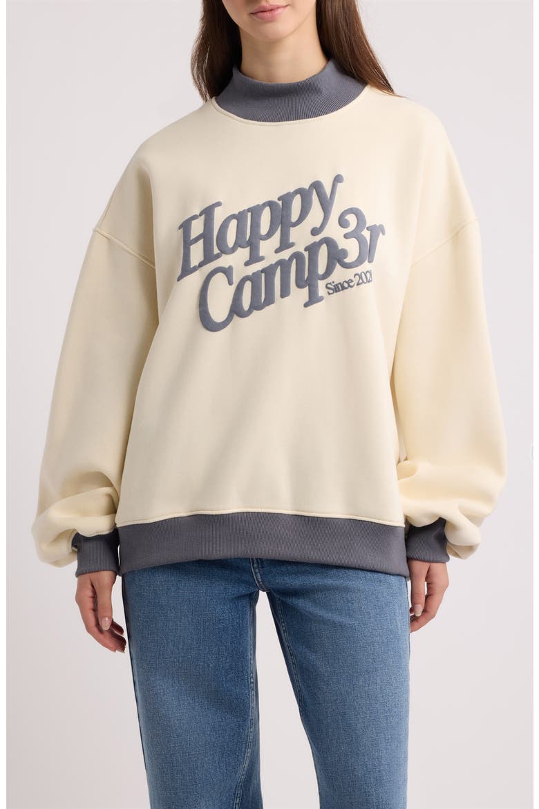 Puff Series Logo Mock Neck Sweatshirt, Main, color, CREAM