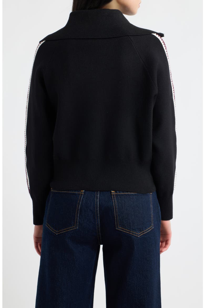 Piper Knit Track Jacket, Alternate, color, BLACK MERLOT STRIPE