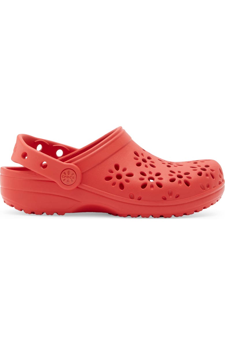 CROCS Kids' Classic Floral Cutout Clog, Alternate, color, Cherry Red