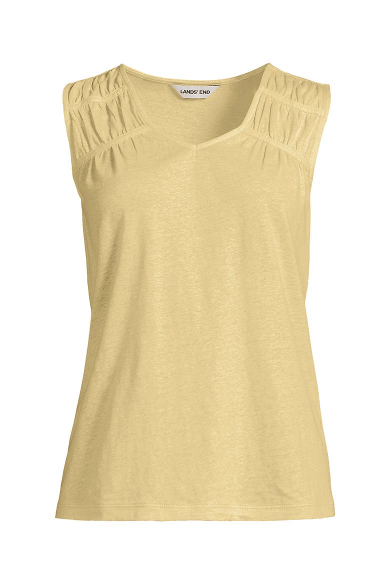 Linen Blend Smocked Flowy Tank, Alternate, color, Pale Sunbeam Yellow