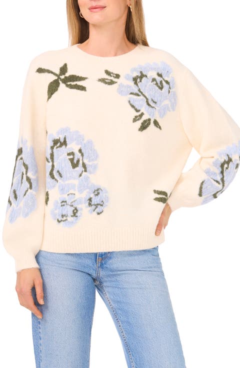 Floral Print Crewneck Sweater