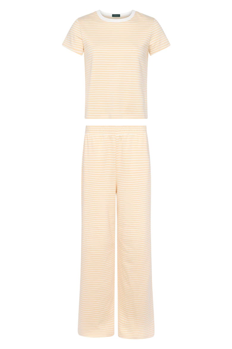Golden Hour Stripe Stretch Cotton Top & Pants Set, Alternate, color, LEMON STRIPE