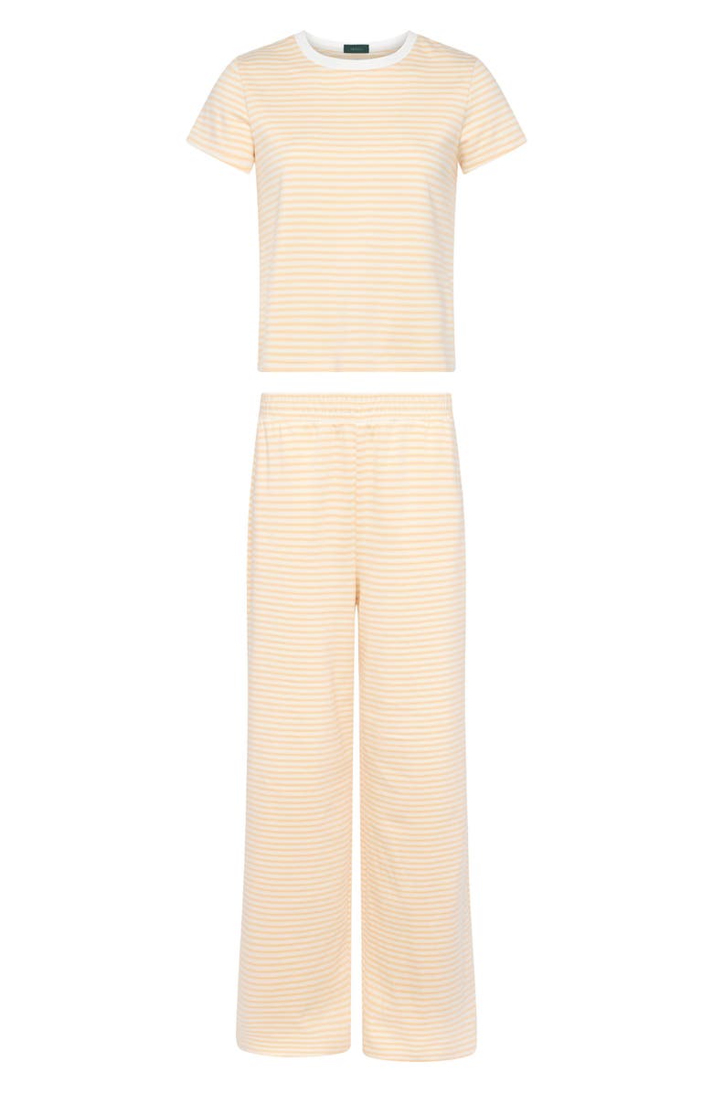 nuuds Golden Hour Stripe Stretch Cotton Top & Pants Set, Alternate, color, Lemon Stripe