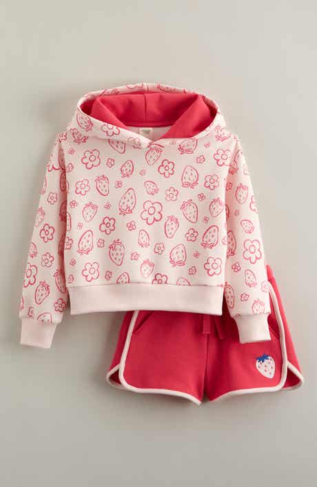 Kids' Cotton Blend Fleece Hoodie & Shorts Set
