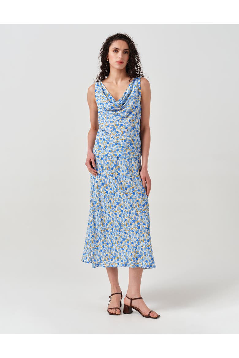 Luna Satin Midi Slip Skirt, Alternate, color, Blue Tulip