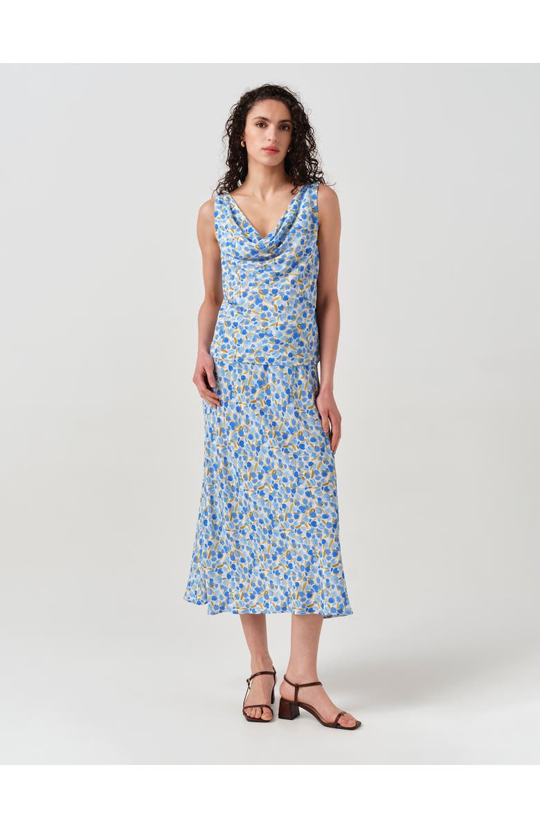 Ghost London Luna Satin Midi Slip Skirt, Alternate, color, Blue Tulip