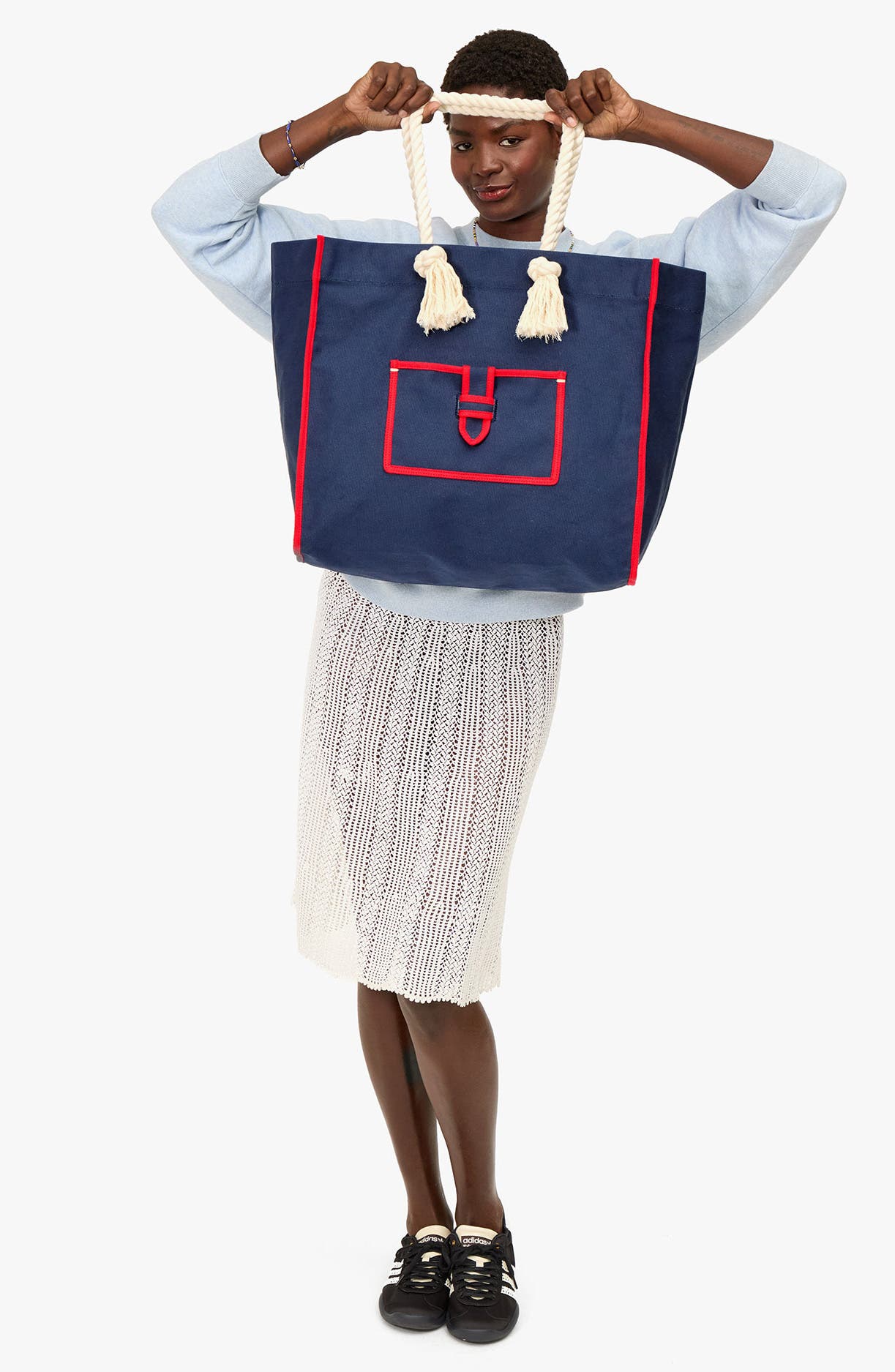 Beach Marine Canvas Tote, Alternate, color, NAVY