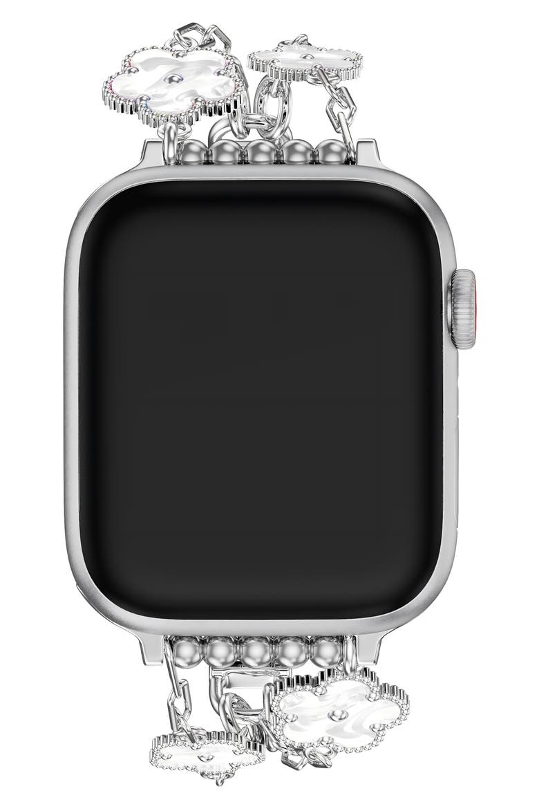 Flora Stainless Steel Apple Watch® Watchband, Alternate, color, SILVER