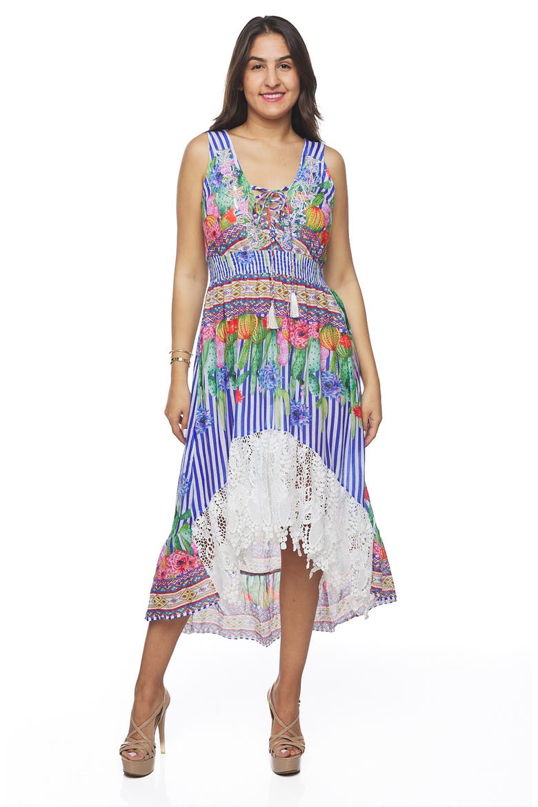 High-Low Cotton Midi Dress, Alternate, color, BLUE