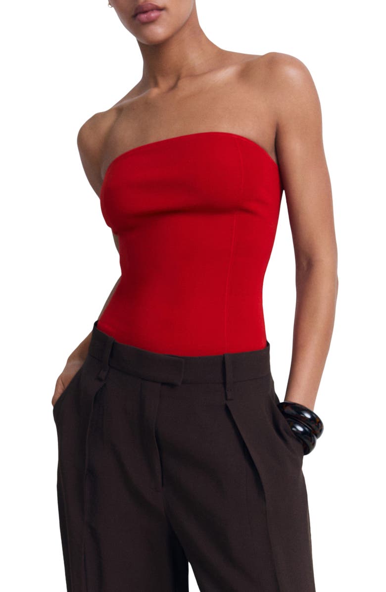 MANGO Strapless Rib Top, Main, color, 