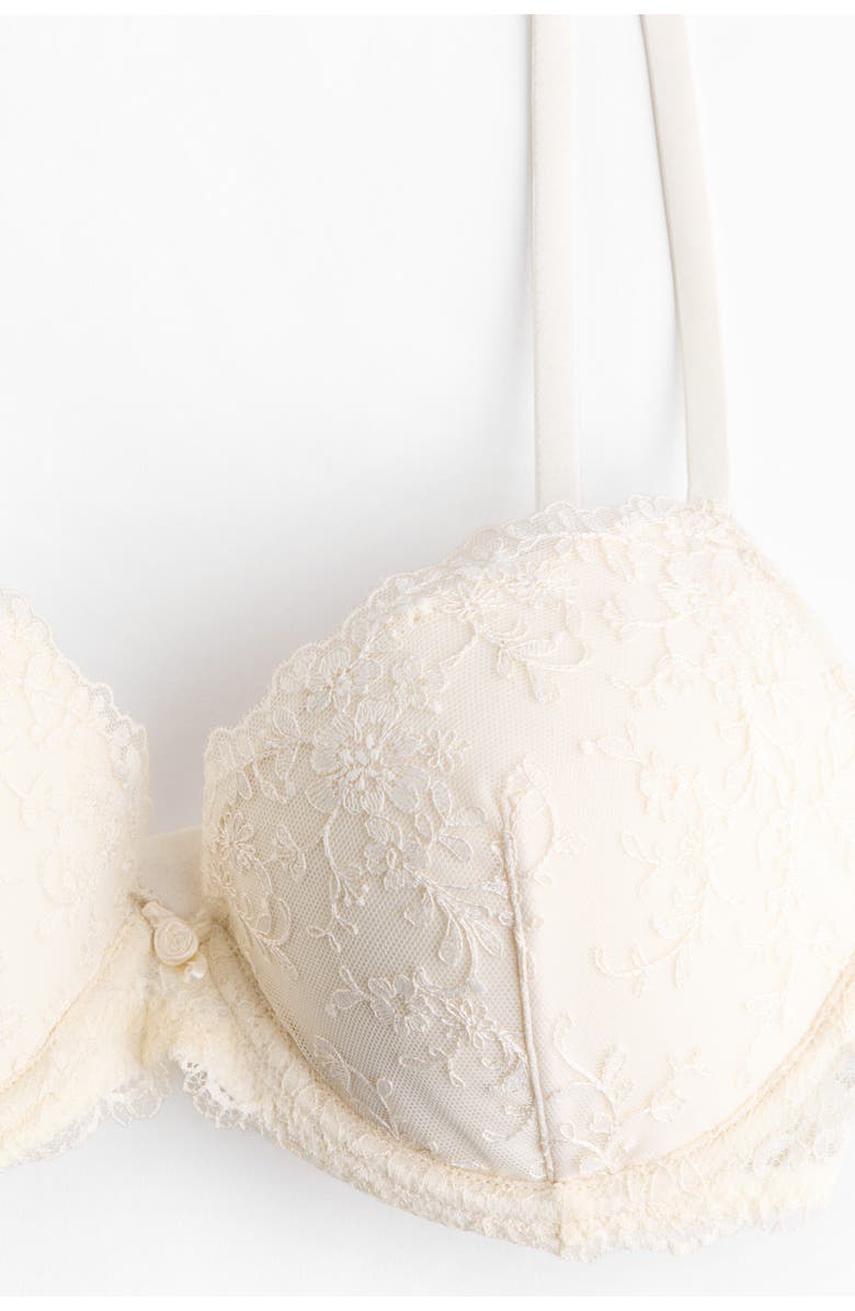 H&M Embroidered push-up bra, Alternate, color, White