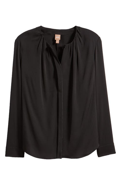 Hugo Boss Boss Banorah Stretch Silk Top In Black
