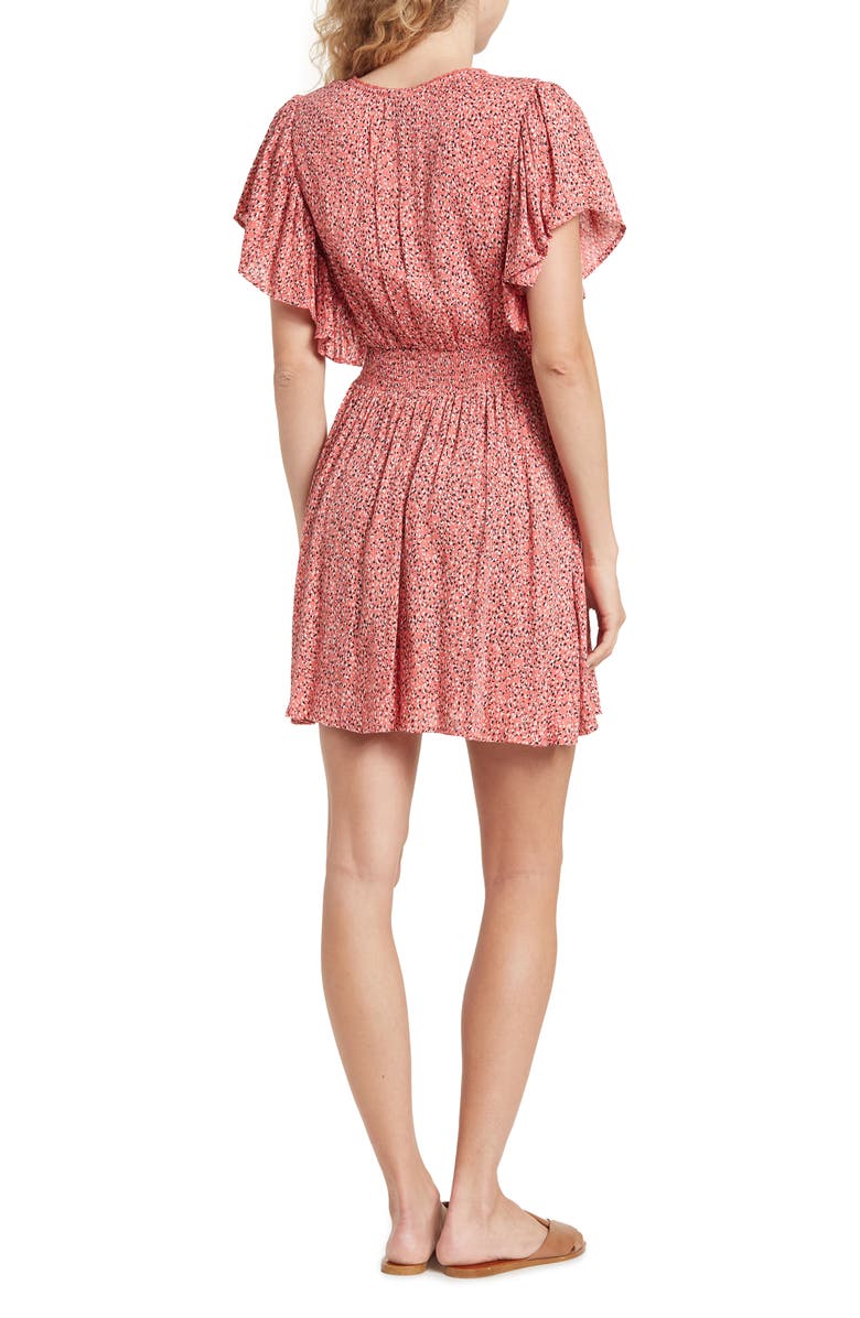Angie V-Neck Flutter Sleeve Dress, Alternate, color, 