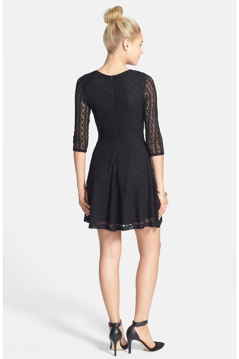 Lace Skater Dress, Alternate, color, BLACK