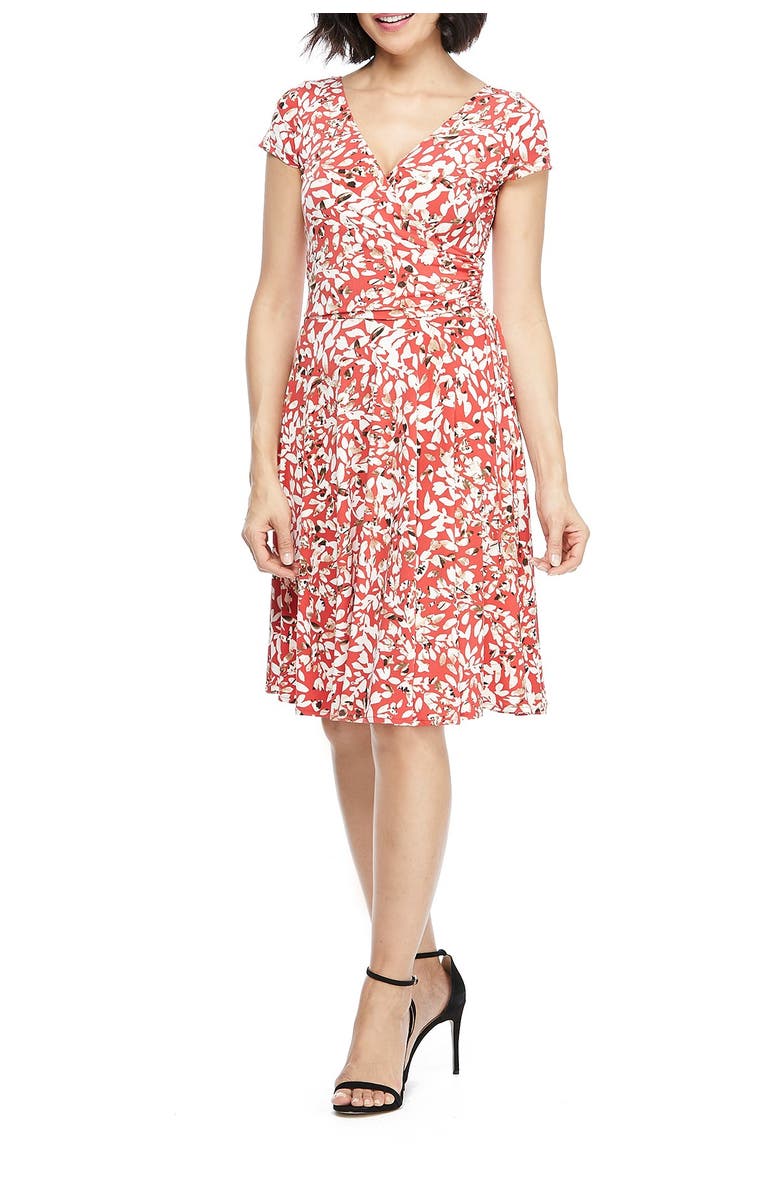 Maggy London Printed Surplice Neck Wrap Dress, Main, color, 