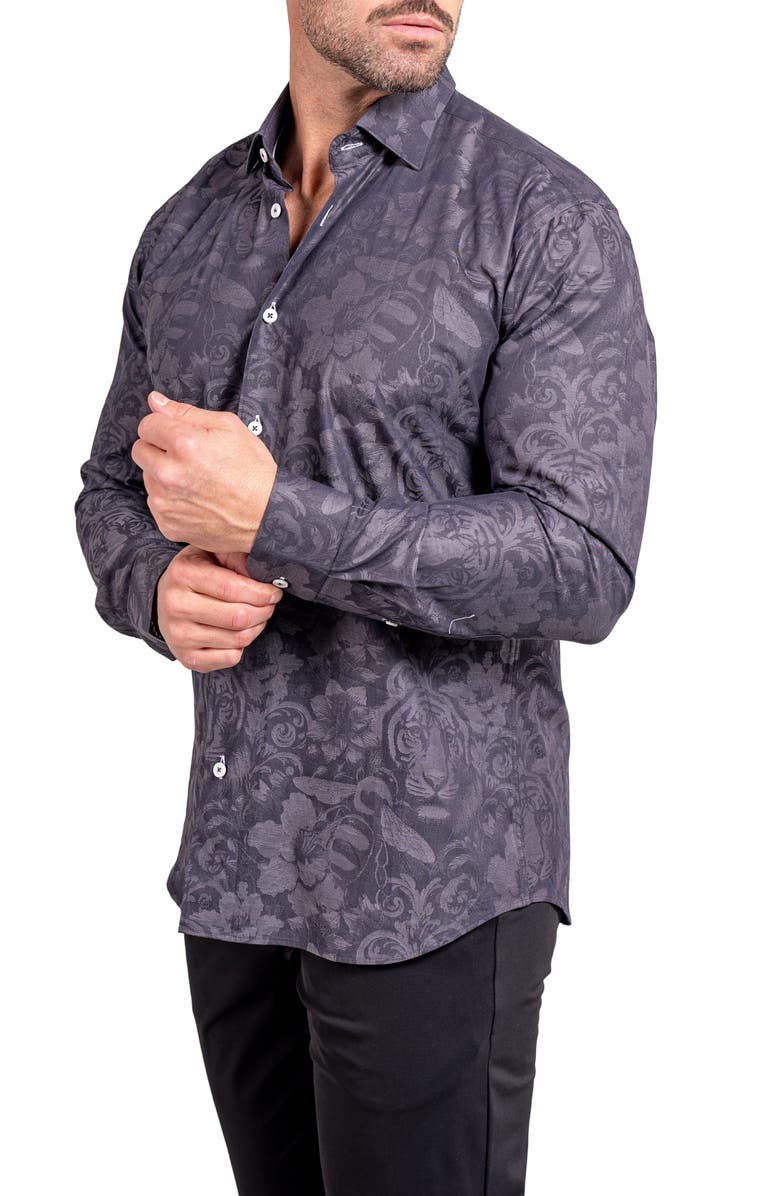 Maceoo Fibonacci Ascension Contemporary Fit Button-Up Shirt, Alternate, color, Grey