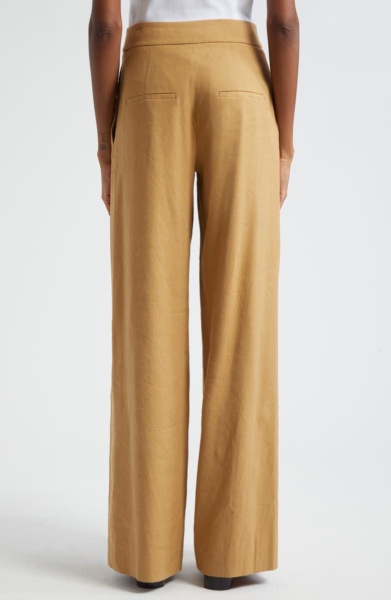 Veronica Beard Jodie Pleat Linen Blend Wide Leg Pants, Alternate, color, Desert Khaki