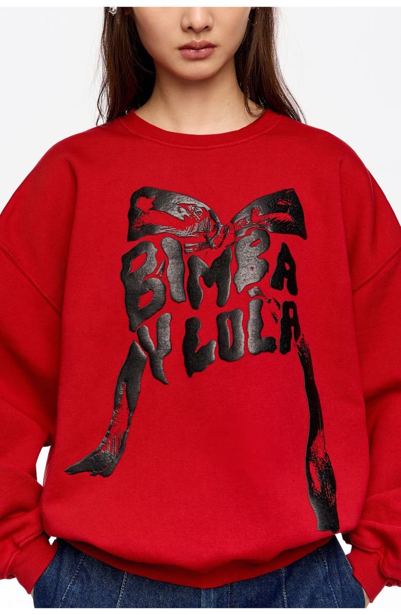 Bimba y Lola Long Logo Sweatshirt With Tie, Alternate, color, Red