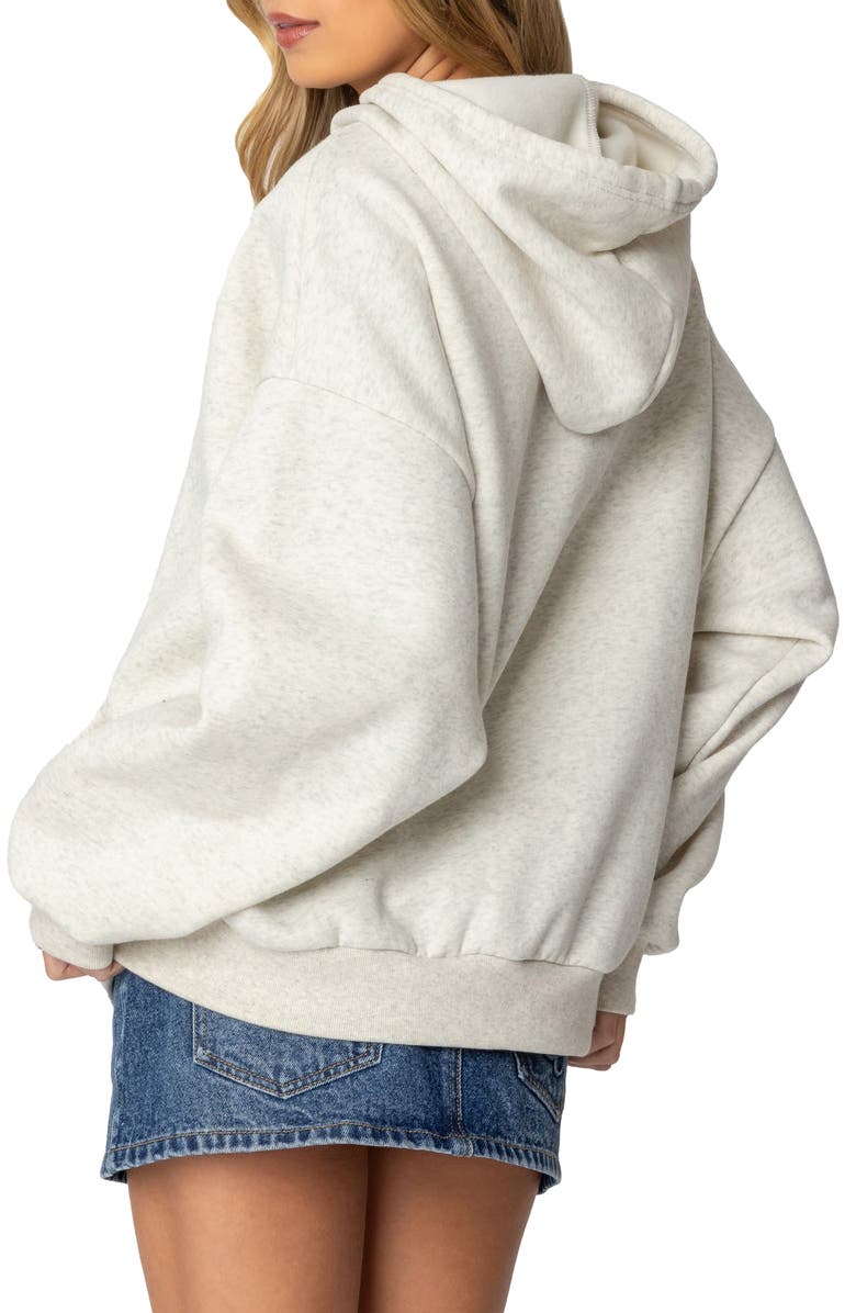 EDIKTED Oversize London Lover Graphic Hoodie, Alternate, color, Gray-Melange