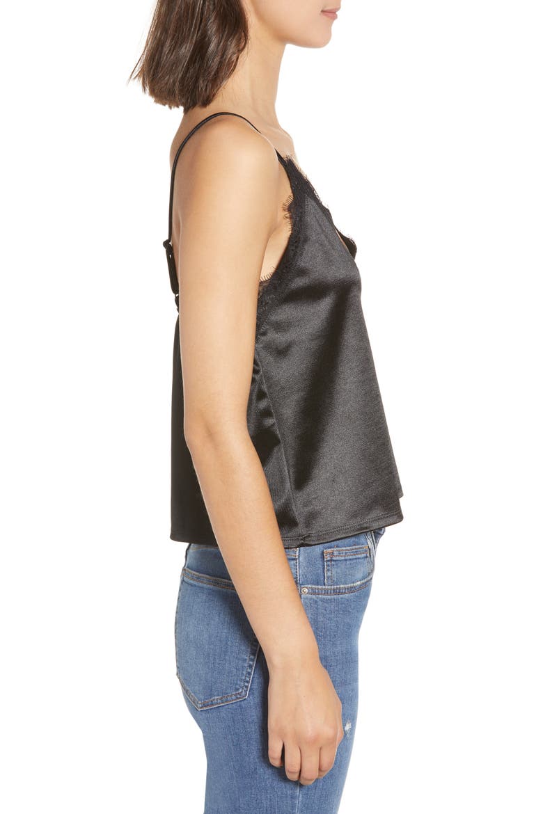 Lace Trim Camisole, Alternate, color, BLACK