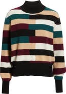 Elie Tahari Phoenix Colorblock Mock Neck Cashmere Sweater