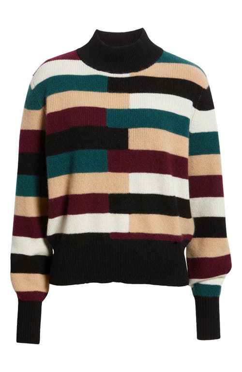 Elie Tahari Phoenix Colorblock Mock Neck Cashmere Sweater In Multi