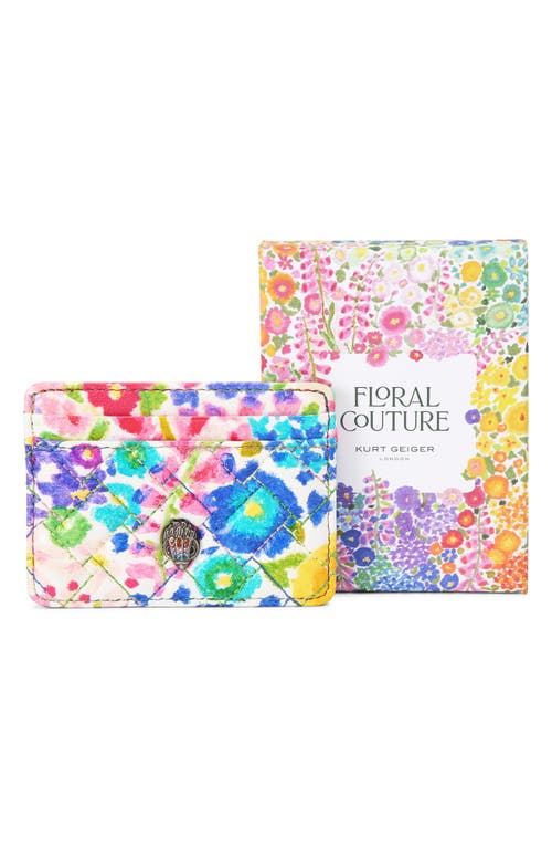 Kurt Geiger London Kensington Floral Couture Leather Card Holder In Floral Multi