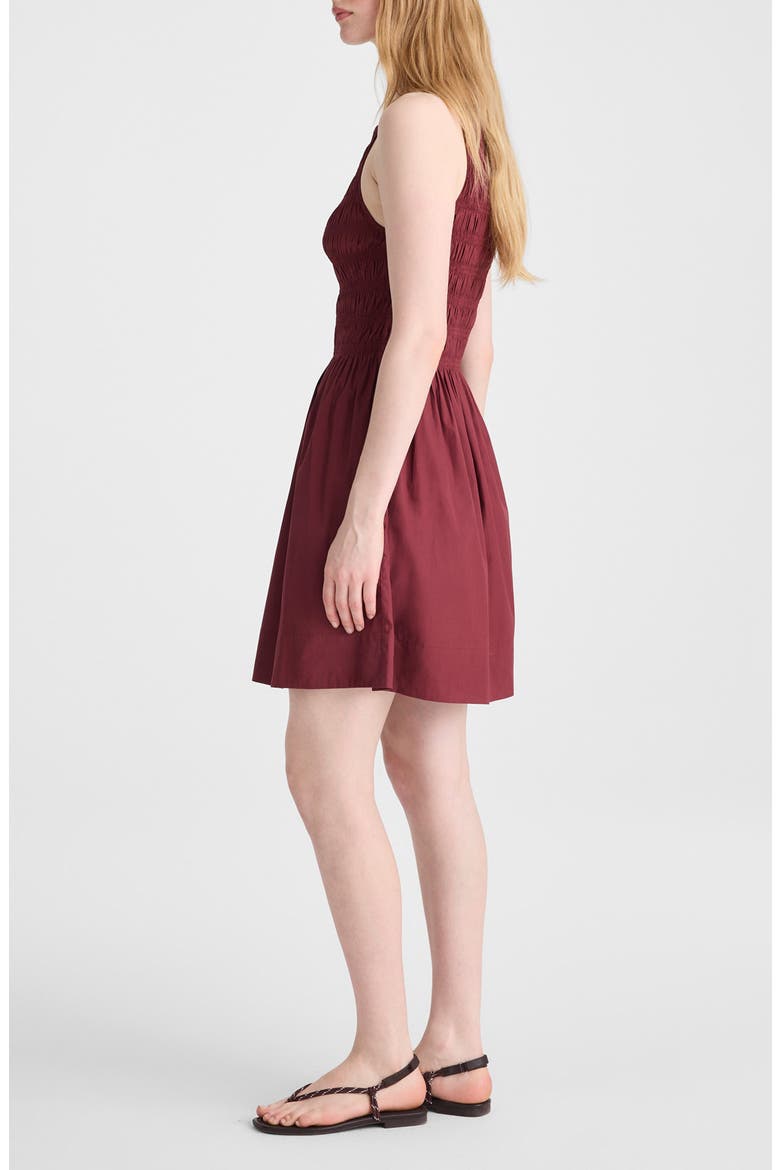 Smocked High Neck Minidress, Alternate, color, DUSTY MERLOT