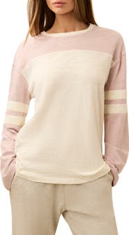 Faherty Sunwashed Varsity Long Sleeve Organic Cotton Slub T-Shirt