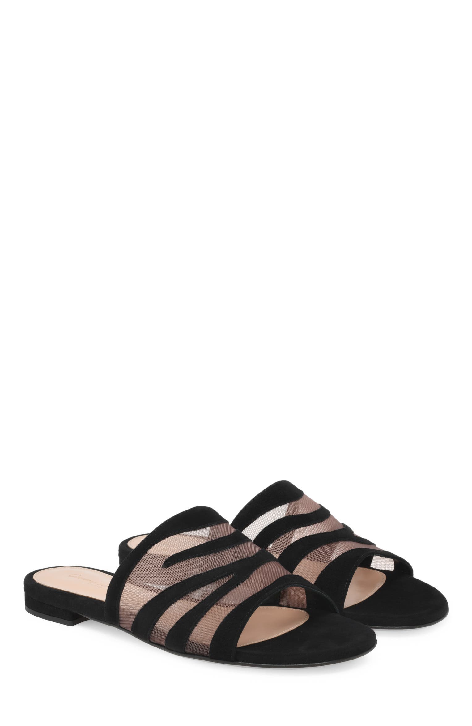 Gianvito Rossi Tigra Sandals, Alternate, color, Black Fabric And Suede
