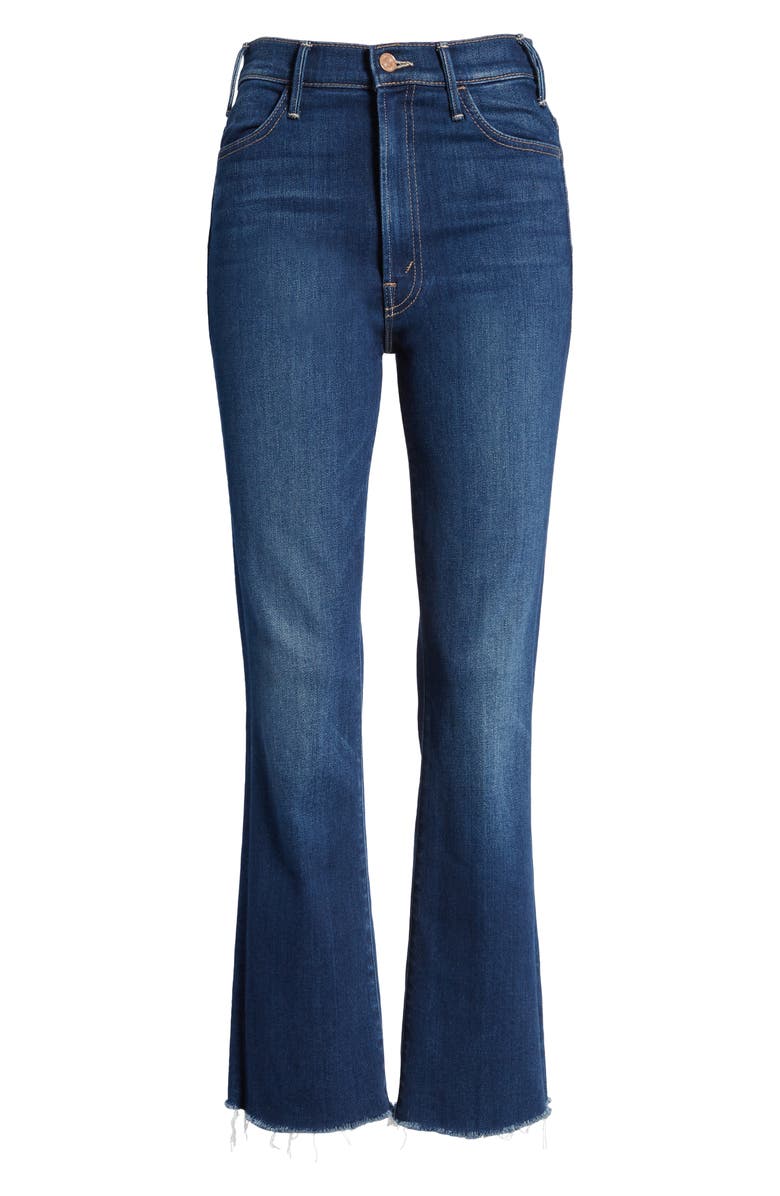 MOTHER The Hustler Frayed High Waist Ankle Flare Jeans, Alternate, color, Home Movie