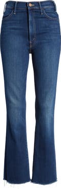 MOTHER The Hustler Frayed High Waist Ankle Flare Jeans