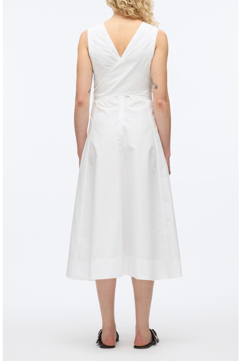 Sleeveless Belted Cotton Blend Midi Dress, Alternate, color, WHITE