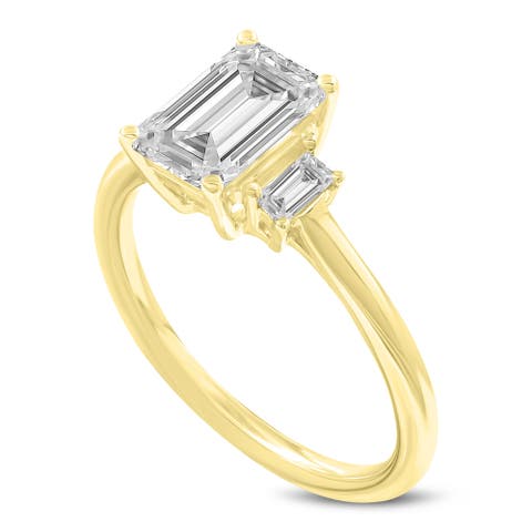 Seraphine 14K Yellow Gold Emerald Cut Lab Grown Diamond 3 Stone Engagement Ring - 1.75 ctw