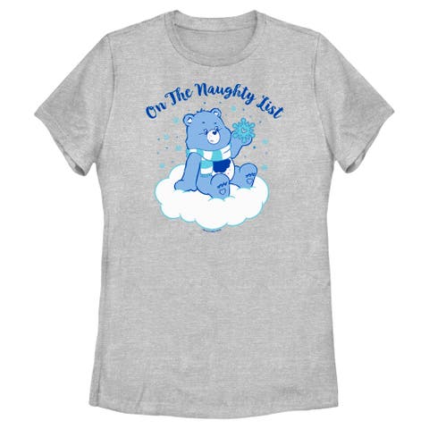 Women's Care Bears Christmas Grumpy Bear On the Naughty List  Graphic T-Shirt