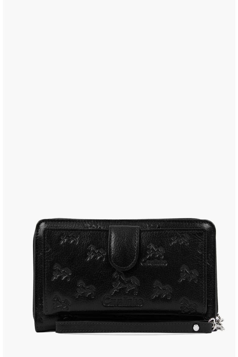 Cavalo Lusitano Leather Wristlet Wallet 213, Alternate, color, Black
