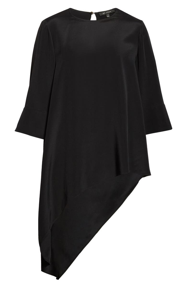 St. John Collection Asymmetrical Silk Crêpe de Chine Top, Alternate, color,