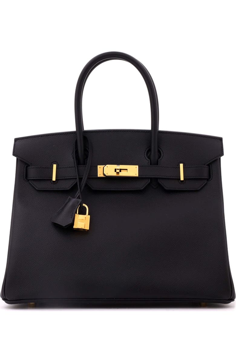 Pre-Owned Hermes Birkin Handbag Black Epsom with Gold Hardware 30, Main, color, Noir