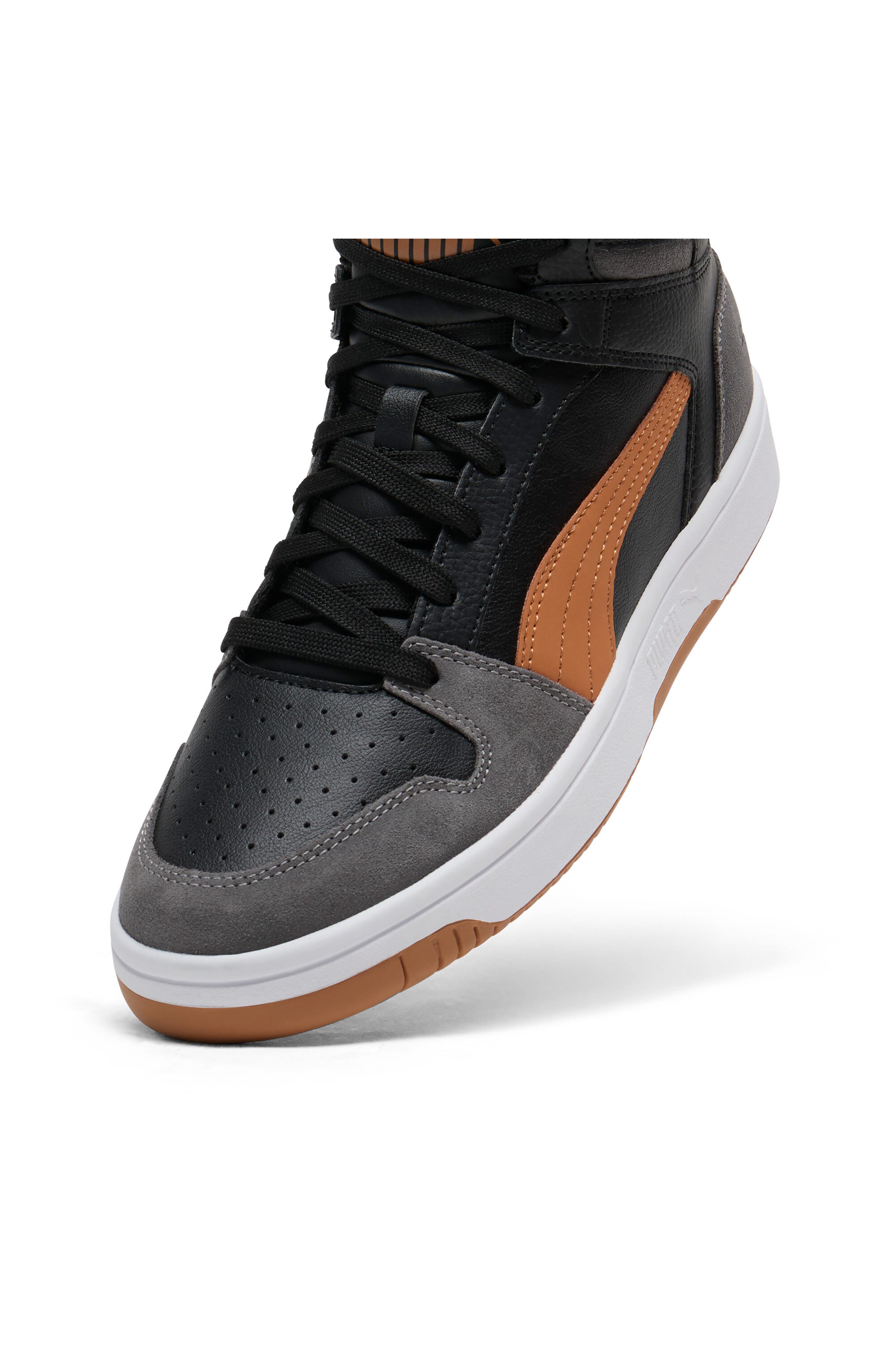 PUMA Rebound Layup High Top Sneaker, Alternate, color, Puma Black-Melted Caramel