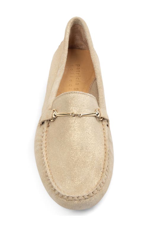 Shop Patricia Green Caroline Moc Toe Bit Loafer In Gold Suede